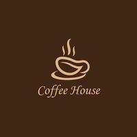 Coffeeshop Logo, Text with Coffee Cup and Swirling Steam, logo template vector