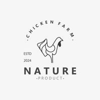 Chicken Farm logo design, animal icon for groceries, butcher shop, farmer market lifestock template vector