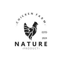 Chicken Farm logo design, animal icon for groceries, butcher shop, farmer market lifestock template vector