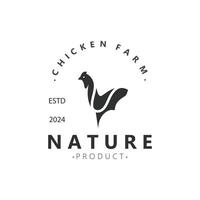 Chicken Farm logo design, animal icon for groceries, butcher shop, farmer market lifestock template vector