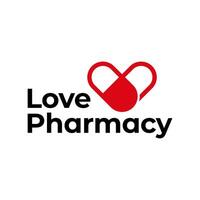 amor farmacia cápsula Tienda tienda medicina logo icono ilustración vector