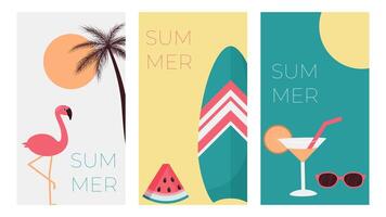 verano postales conjunto vector