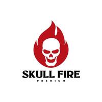 cráneo fuego fuego logo icono ilustración vector