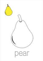 Pear Tracing and Coloring Worksheet for Kids vector