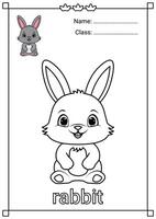 Cute Rabbit Coloring Page for Kids vector