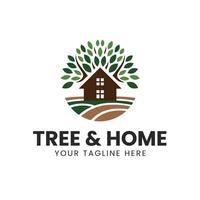 Simple Tree and Home Logo Design Template vector