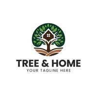 Simple Tree and Home Logo Design Template vector