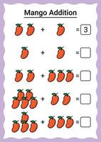 Mango Addition Worksheet for Kids vector