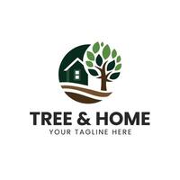 sencillo árbol y hogar logo diseño modelo vector