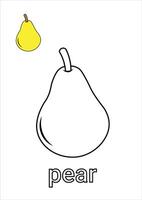 Pear Coloring Page for Kids vector