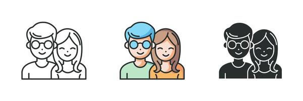 Pareja o dos personas icono símbolo ilustración aislado en blanco antecedentes vector