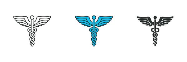 caduceo icono. médico o cuidado de la salud tema símbolo ilustración aislado en blanco antecedentes vector