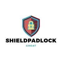 Shield Padlock Icon Logo Design Template vector