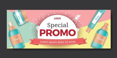 Banner Design Template Headline Editable Beauty with Product vector