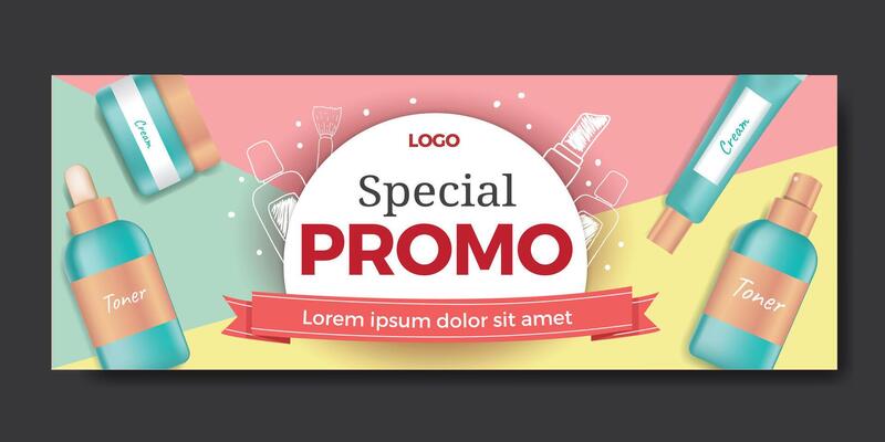 Banner Design Template Headline Editable Beauty with Product