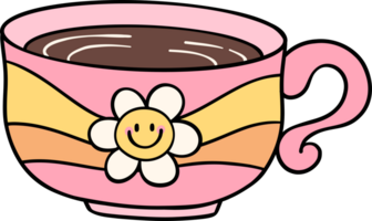 rétro café tasse sensationnel boisson branché doublé griffonnage dessiné à la main png