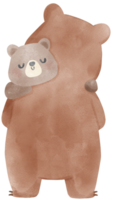 retrò padri giorno orso con bambino orso commovente acquerello illustrazione png