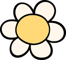 retro häftig blomma ritad för hand fodrad klotter png