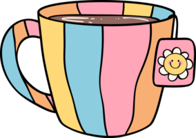 retro Kaffee groovig trinken modisch gefüttert Gekritzel handgemalt png