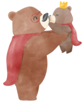 retrò padri giorno orso con bambino orso commovente acquerello illustrazione png