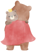 retrò padri giorno orso con bambino orso commovente acquerello illustrazione png