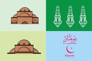 Collection of Ramadan Kareem Islamic Background with masjid illustration design. vector