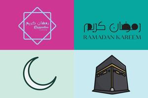 Collection of Ramadan Kareem Islamic Background with kaaba illustration design. vector