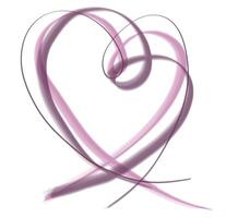 illustration showcases a fluid, abstract heart shape formed by intertwined, elegant brush strokes in soft shades of pink and purple. Ideal for Valentine's Day vector