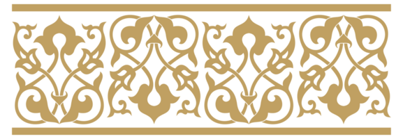 pattern Islamic ornamental design, border for ornament on the edge of the frame, gold color. perfect for calligraphic decoration frames, invitation card, etc. png