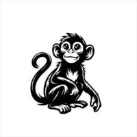 illustration of monkey with black line drawing vector