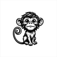 illustration of monkey with black line drawing vector