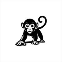 Illustration of monkey with black line drawing vector