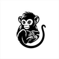 illustration of monkey with black line drawing vector