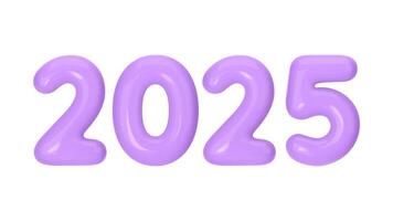 contento nuevo año 2025 - 3d hacer con vibrante Violeta globos ilustración para rebaja vector