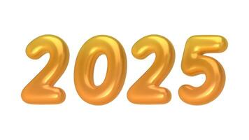 2025 nuevo año oro números para saludo tarjeta aislado en blanco antecedentes. 3d contento nuevo año antecedentes. ilustración vector