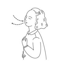 Relaxed child girl breathing exercise for manage her stress and depression. vector