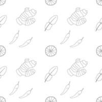 Seamless pattern with ingredients of Tom Yum Soup. vector