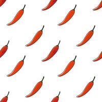 Seamless pattern with red chillies. vector