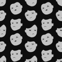 Seamless pattern of human faces with negative expression. vector