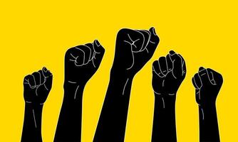 Group of raised fist in protest concept. vector