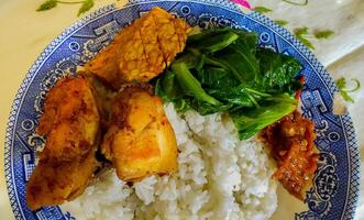 indonesian food called nasi campur photo