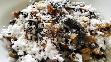 indonesian traditional food from east java called gatot made of fermented dried cassava photo