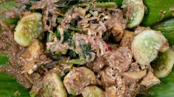 indonesian food called rujak cingur, specialty of east java region photo