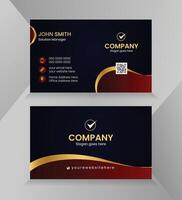Luxury and elegant dark black business card design with gold style minimalist print template vector