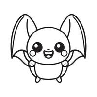 Bat black and white cartoon character design collection. White background. Pets, Animals. vector