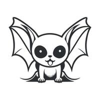 Bat black and white cartoon character design collection. White background. Pets, Animals. vector