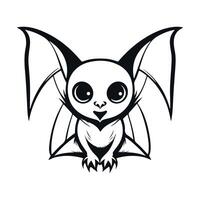 Bat black and white cartoon character design collection. White background. Pets, Animals. vector