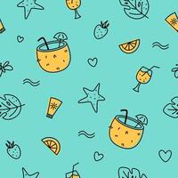 Hand drawn summer elements and quotes seamless pattern background. vector