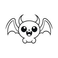 Bat black and white cartoon character design collection. White background. Pets, Animals. vector