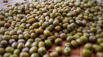 close up a stack of raw mung beans photo